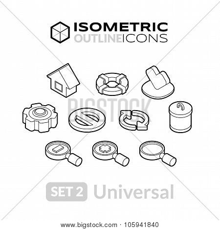 Isometric outline icons set 2