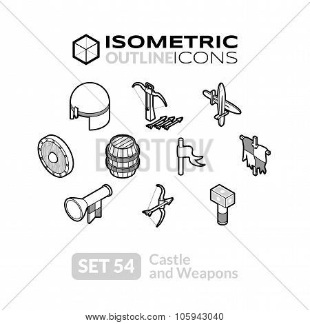 Isometric outline icons set 54
