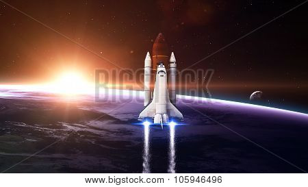 Space shuttle Leaving Earth - Elements of this Image Furnished By NASA