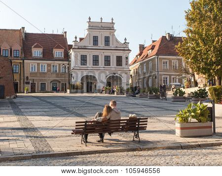 Sandomierz, Poland 16 October, 2015 .: Peace And Rest On The Old Town Square In Sandomierz