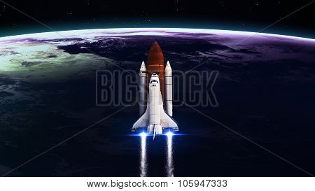 Space shuttle Leaving Earth - Elements of this Image Furnished By NASA
