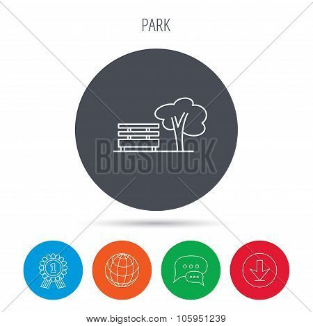 Public park icon. Tree with bench sign.