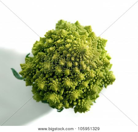 Decorate Broccoflower Top View - Brocolli Isolated On White Background