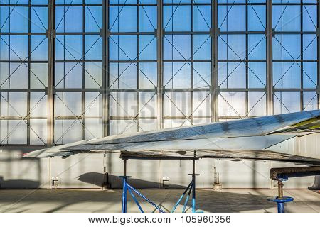 Detail of the plane stands in hangar