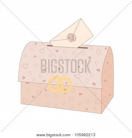 Vector wedding chest with an envelope