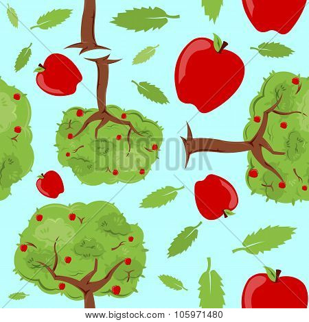 Apple Trees Seamless Pattern