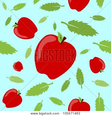 Apples And Leaves Seamless Pattern