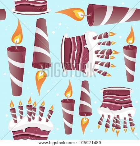 Cake And Candles Seamless Pattern
