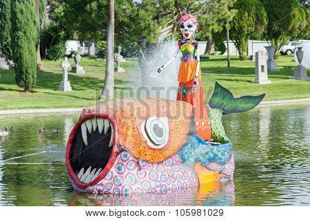 Skeleton Sculpture On The Water
