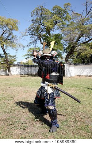 Samurai japanese clothing uniform with katana sword