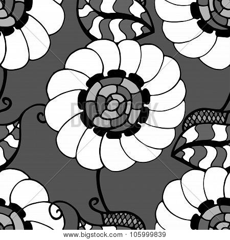 Monochrome Floral Pattern.