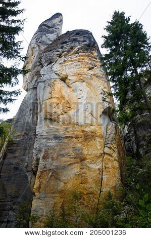 Unique rocks mountain Adrspasske skaly in national park Adrspach in Czech republic