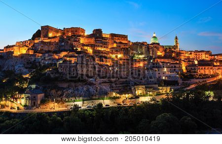 Night Ragusa Town View, Sicily, Italy