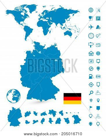 Detailed Map Of Germany And World Map Navigation Set