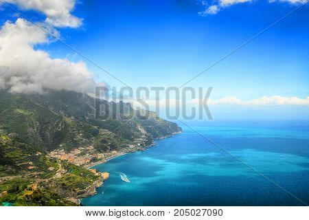 beautifyl view from Ravelo at Amalfi coast in Southern Italy
