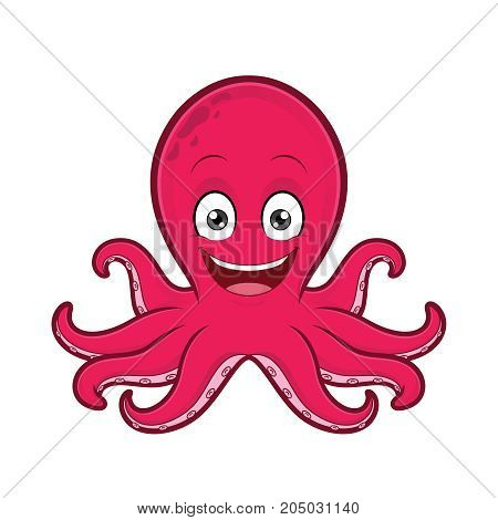 Clipart picture of a smiling octopus cartoon character