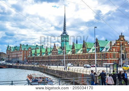 COPENHAGEN, DENMARK - JULY 20: Borsen, The Stock Exchange built in 17th century located in the center of Copenhagen