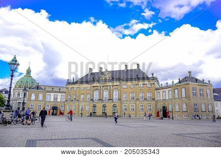 COPENHAGEN, DENMARK - JULY 20: Amalienborg Palace, home of the Danish royal family located in Copenhagen, Denmark