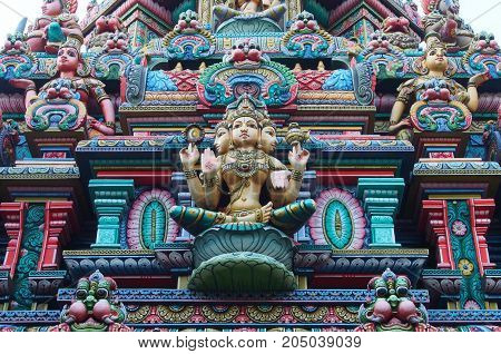 The Colorful Hindu Temple In Bangkok , Thailand