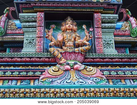 The Colorful Hindu Temple In Bangkok , Thailand