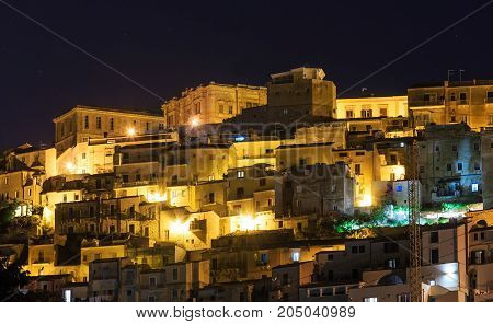 Night Ragusa Town View, Sicily, Italy