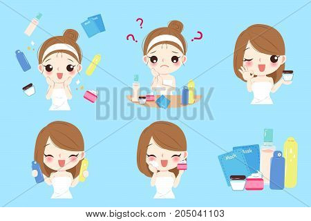 woman with beauty concept on the bleu background