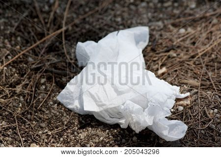 Used Tissue on the ground Disposable non-formal.
