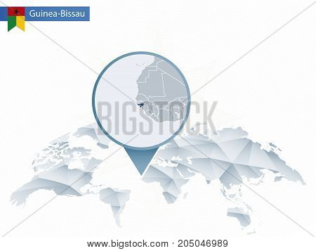 Abstract Rounded World Map With Pinned Detailed Guinea-bissau Map.