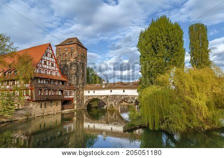 Weinstadel (medieval wine warehouse) is located on the river side in the heart of historical area of Nuremberg Germany