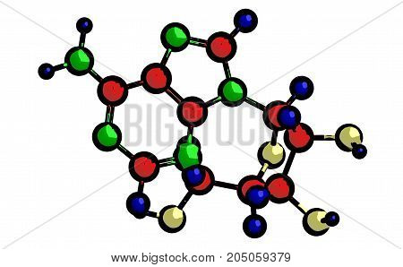 Molecular structure of adenosine - purine nucleoside 3D rendering