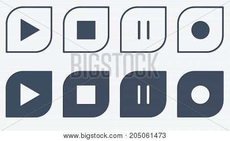 Icons play stop pause record vector button