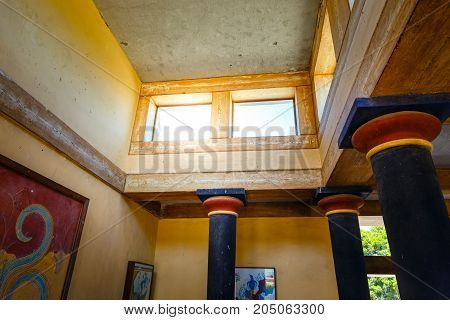 Knossos, Crete, June 10, 2017: Interior Of The Minoan Palace Of Knossos. Knossos Palace Is The Large