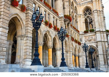 Courtyard Of City Hall In Vienna Also Know As Rathaus, Austria