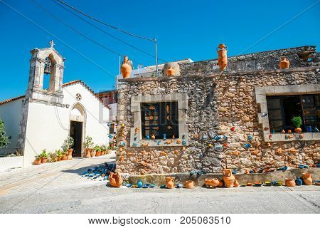 Traditional Creten Village Margarites Famous For Handmade Ceramics, Crete, Greece