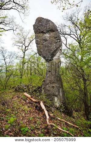 Interesting stone formation in the form of ancient Slavic mythology god Perun