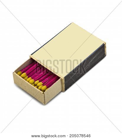 Sudio shot of a old and vintage matches box isolated on white with clipping path