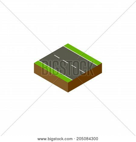Single-Lane Vector Element Can Be Used For Driveway, Single, Lane Design Concept.  Isolated Driveway Isometric.