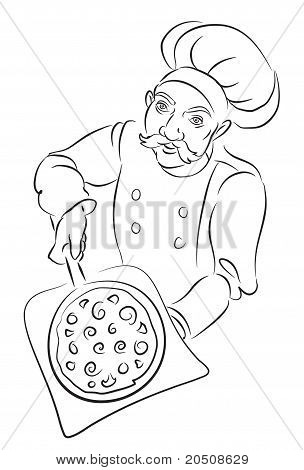 Pizza Chef czarno-białe