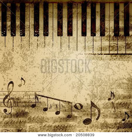 hudebniny na staré papírové pozadí listu