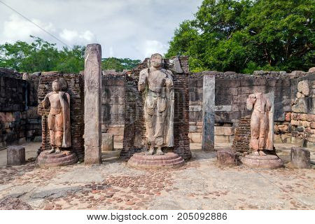 Ruins In Polonnaruwa City Temple Hatadage