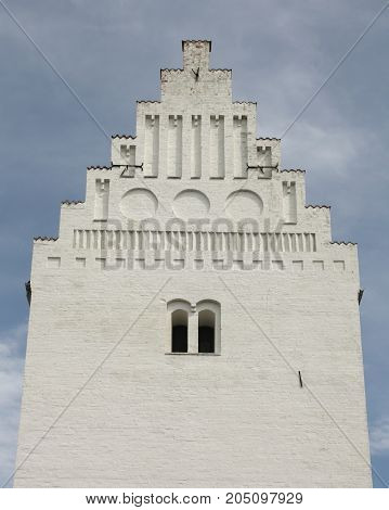 Tower of the Farefjord Kirke from the 13th century in Askeby on the island Mön. Denmark