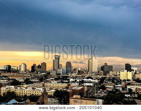 New Orleans, Louisiana Skyline At Sunset