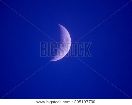 Shot of  the moon at crescent phase