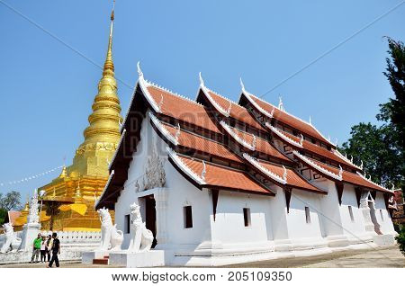 Buddha Relics In Golden Chedi Of Wat Phra That Chae Haeng Temple