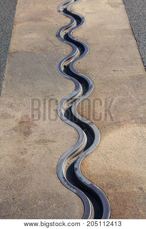asphalt separation in the highway bridge roadway