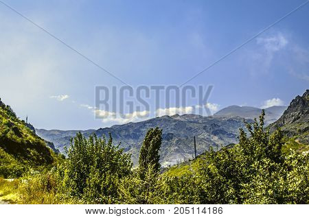 Industrial city of Alaverdi is located among the mountains in the canyon of the Derbent river the Lori region in Armenia