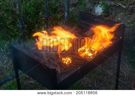 Preparation for braai, fire for future barbecue