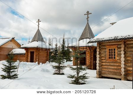 Holy spring gremyachiy Klyuch. Bushing turrets. Svyatogorye. Moscow region Sergiev Posad district village Vzglyadnevo