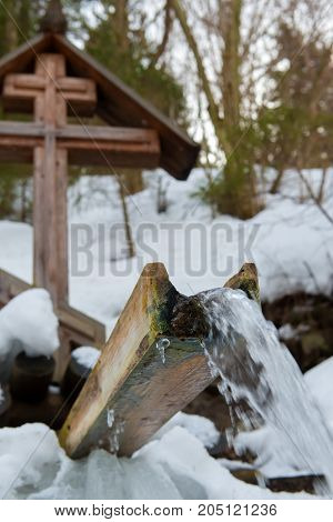 Holy spring gremyachiy Klyuch. Svyatogorye. Moscow region Sergiev Posad district village Vzglyadnevo