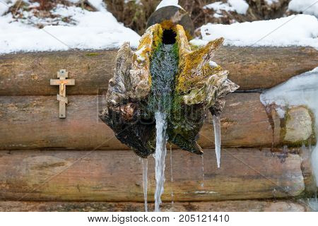 Holy spring gremyachiy Klyuch. Svyatogorye. Moscow region Sergiev Posad district village Vzglyadnevo